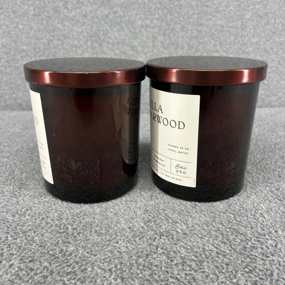 2x Leoben Co Candle Vanilla Cedarwood 9 oz Amber Glass Soy Wax No 050